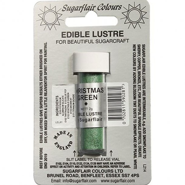 Christmas Green Edible Lustre Glitter 2g